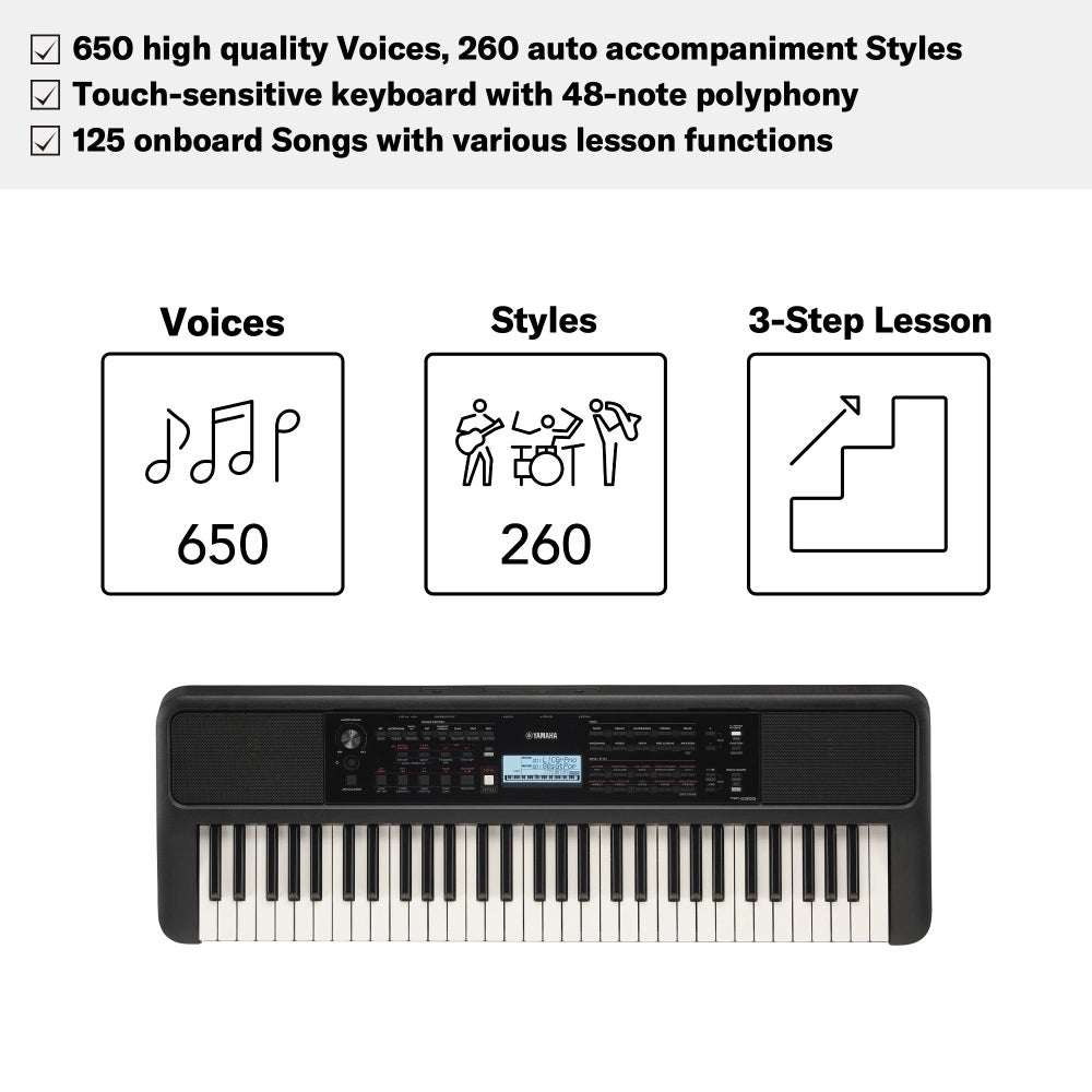 Yamaha PSR-E383 Portable Keyboard 61 Keys (Adaptor Included)