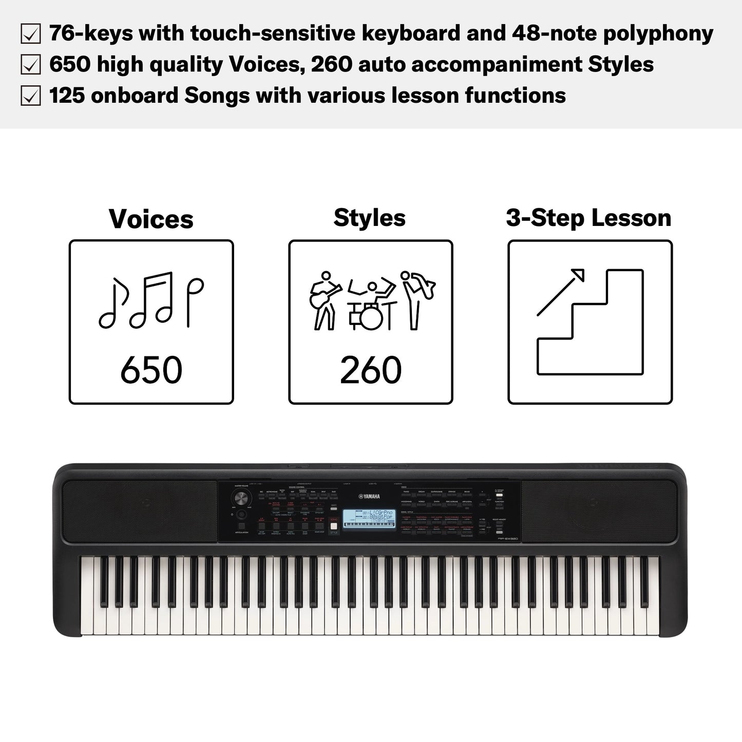 Yamaha PSR-EW320 Portable Keyboard With 76 Keys